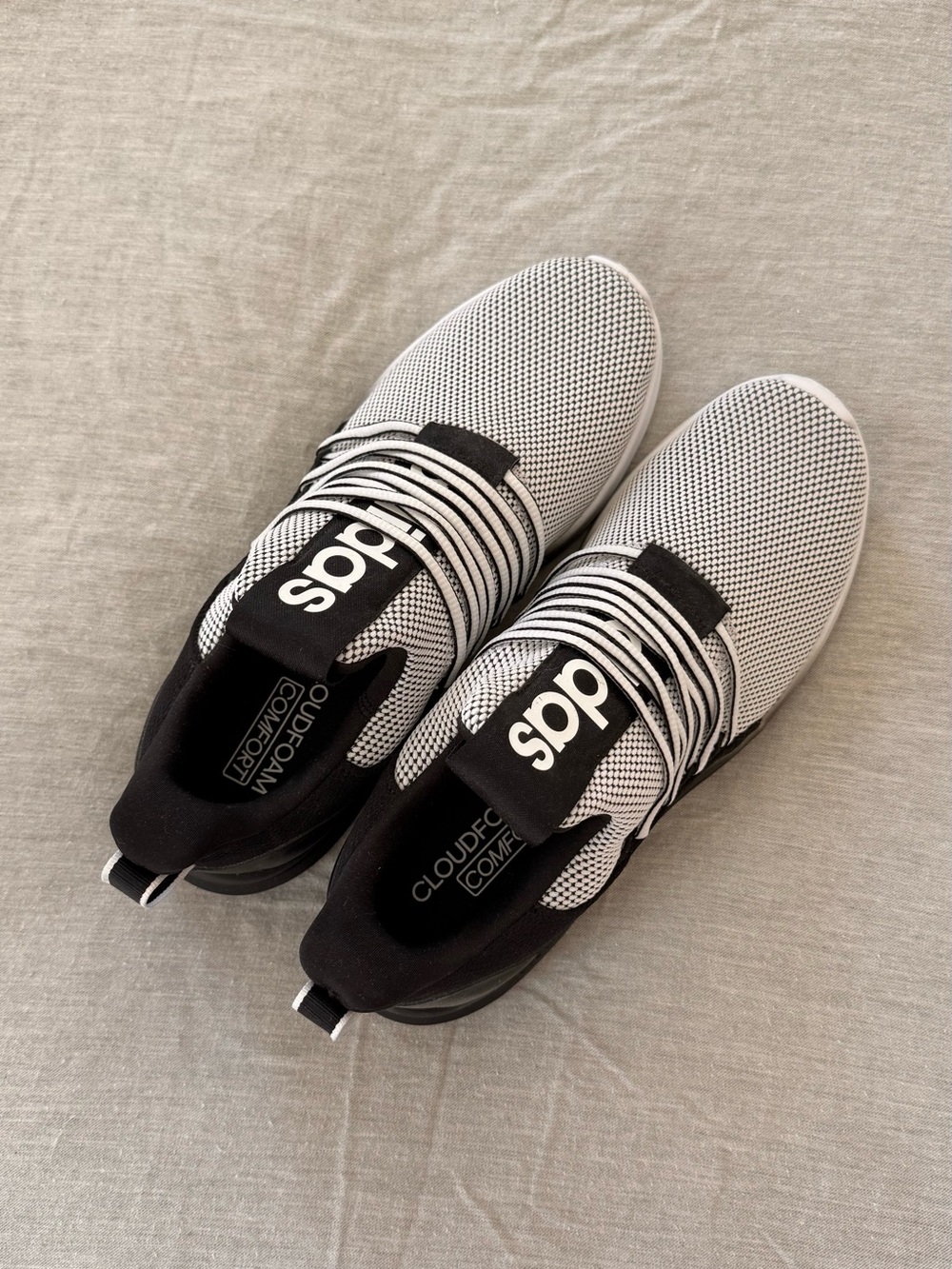 adidas Black & White Knit Slip-On Cloudfoam Sneakers